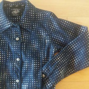 Karl Kani Ladies Denim Jacket With Silver Print, 90s/Y2K streetwear, L/XL